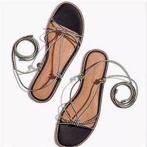 Madewell Katya Lace up Sandal Size 6 black multi color EUC
